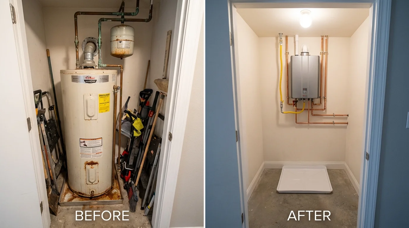Tank water heater versus wall-mounted tankless unit comparison for Hurley, NM homeowners